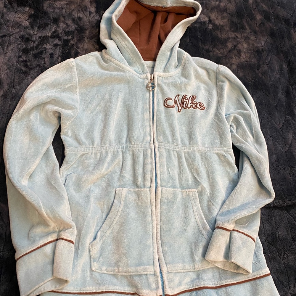 Girls 6x Nike Blue and Brown Athletic Jacket